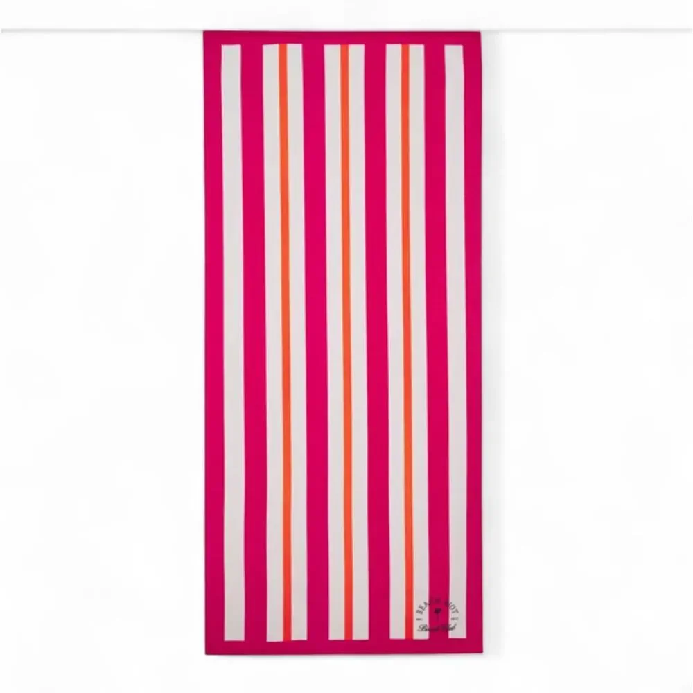 Beach Riot Club Beach Towel FabFitFun Pink Orange White Stripe NEW